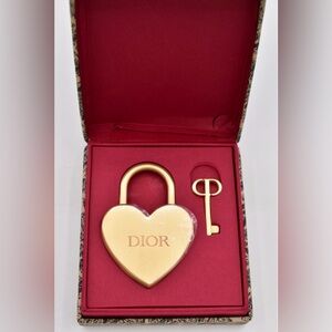 NIB Dior Gold Heart Lock and Key Set